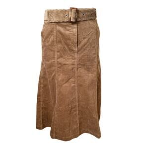 Boden Corduroy Midi Skirt Women’s Size 6 Camel Brown Belted Fall Workwear